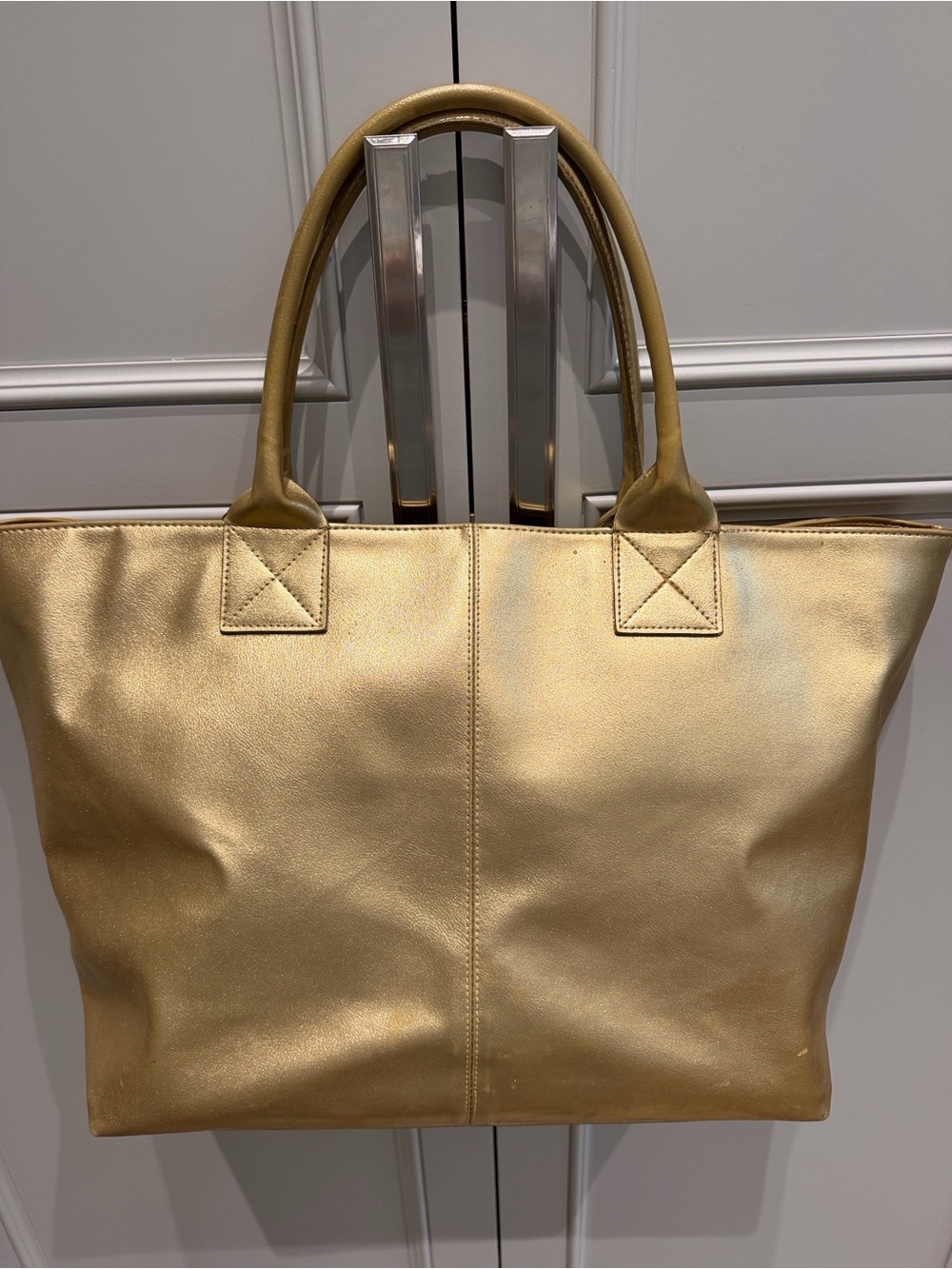 GAP gold metallic faux leather tote bag